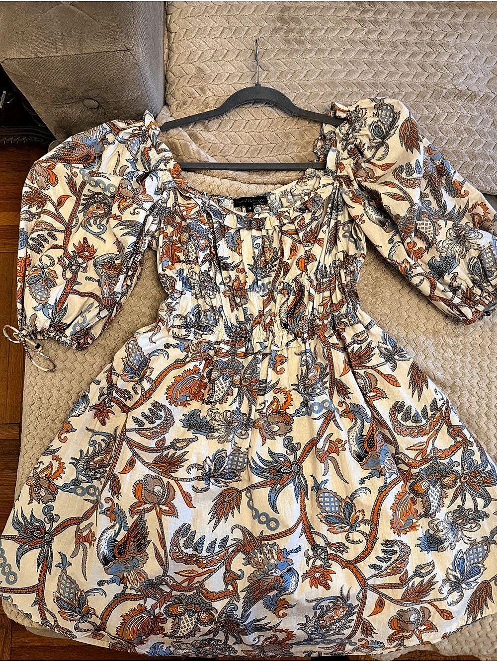 House of Harlow 1960 Paisley Mini Dress in White & Orange Size Medium